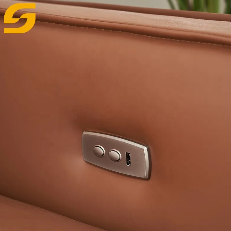 Wholesale Genuine Leather Electric Recliner Reclining Classic Smart Double Sofa Set For Home Furniture Living Room Villa Hotel