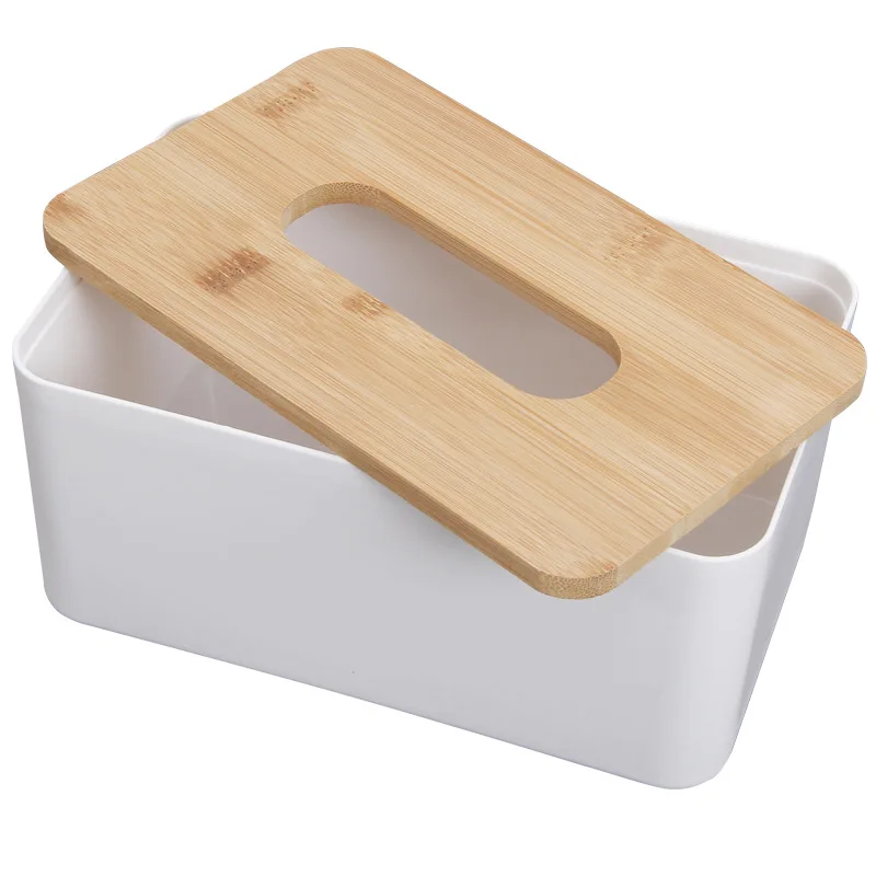 
Custom Tissue Box High Quality Factory Wholesale New PP Plastic Tissue Box with Bamboo Lid 