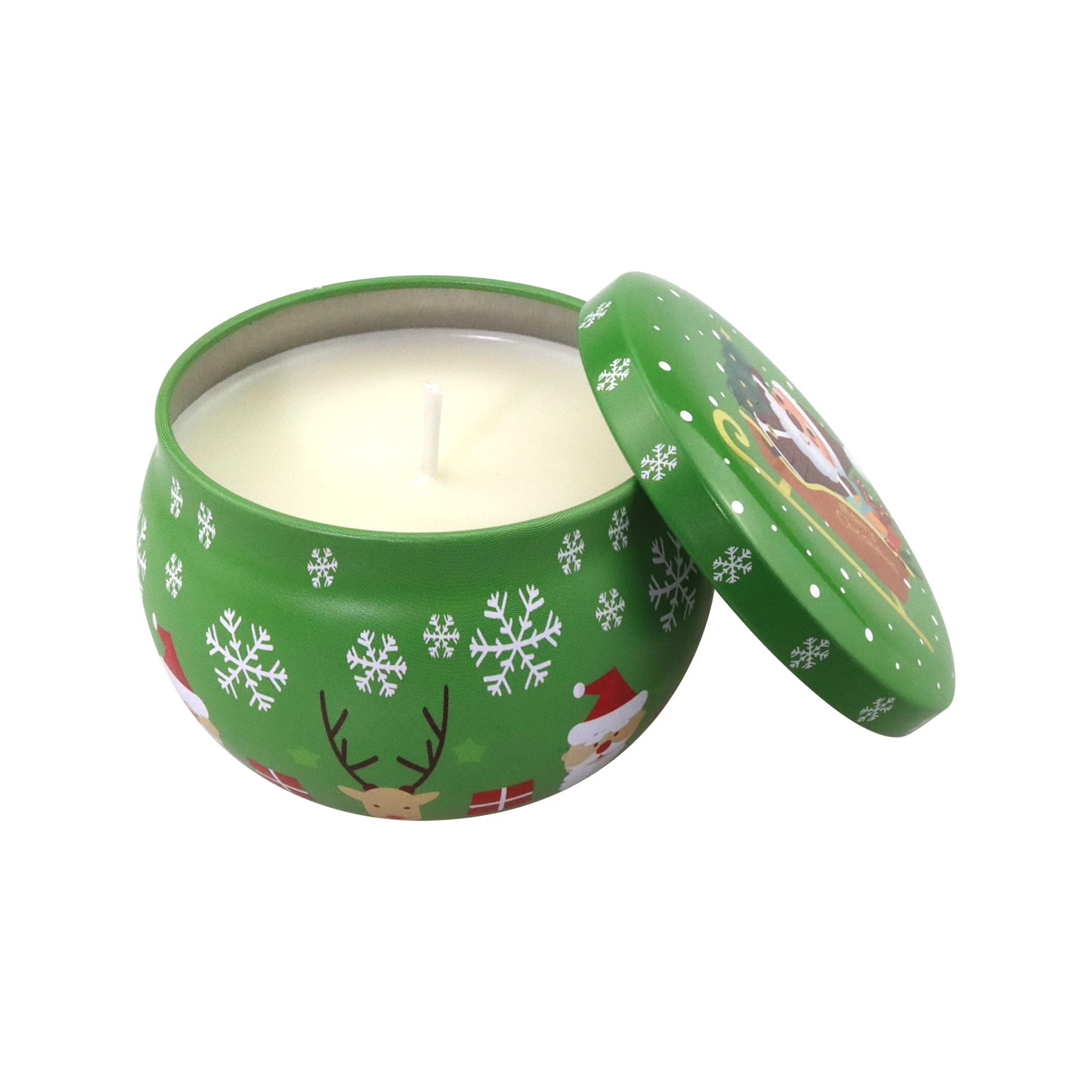 Оловянная Рождественская Ароматизированная Роскошная соевая восковая Массажная спа свеча Подарочный набор с логотипом на заказ