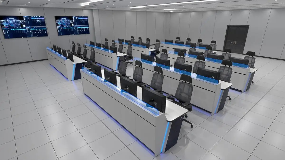 Kesino multi-functional high quality control room console can be custom in size and shape suitable for SOC/ATC/SOC consoles