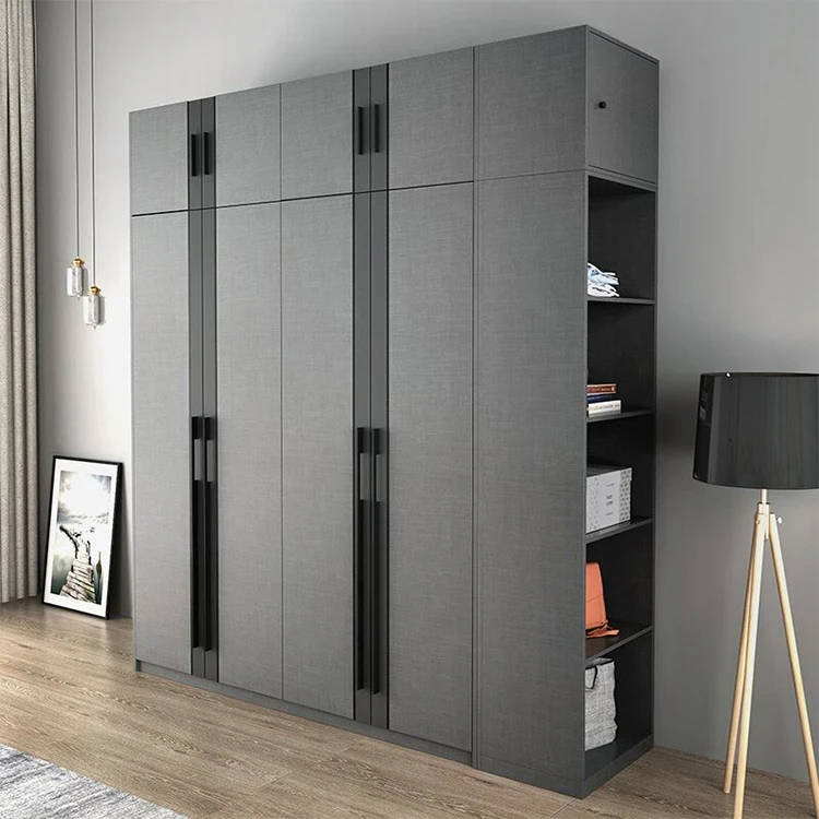 Santopova Factory price wooden bedroom wardrobe black modular door design a closet solid wood wardrobes bedroom closet