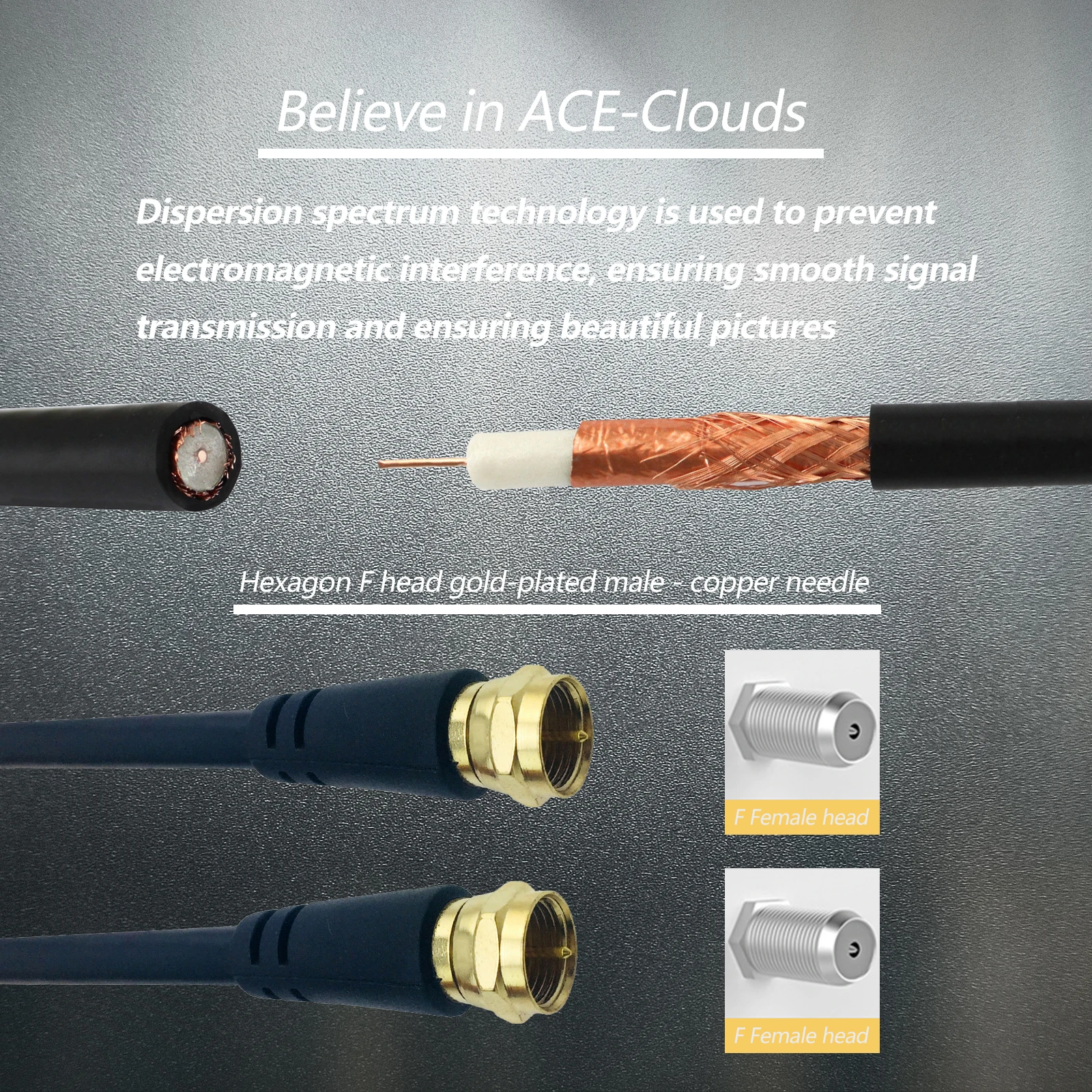 High Quality F Male Connector RG 6 RG59 CCTV Coaxial Audio Cable