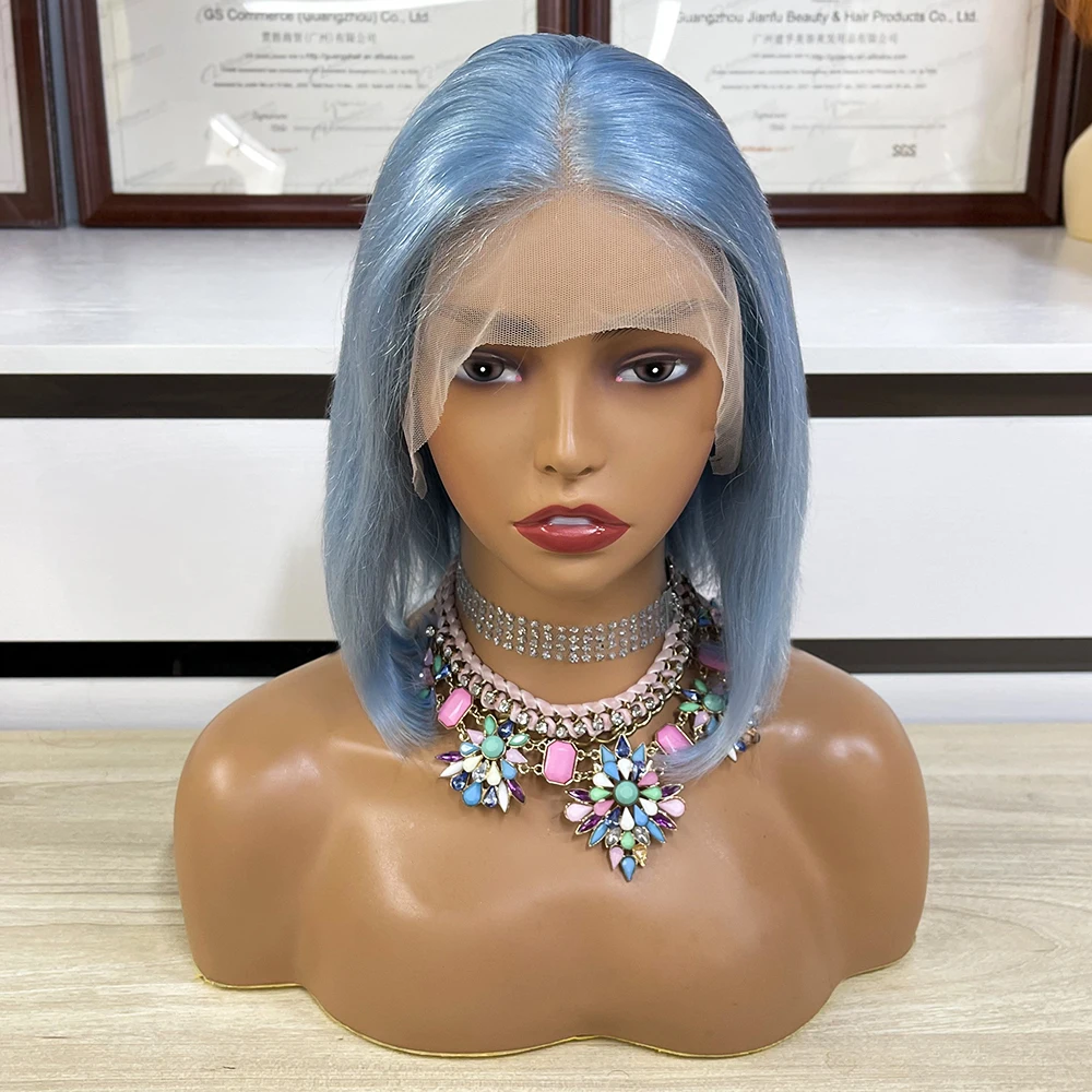 Wholesale colored peruvian bob wig human hair lace front hair extensions wig, 100% virgin human short bob wig for black women