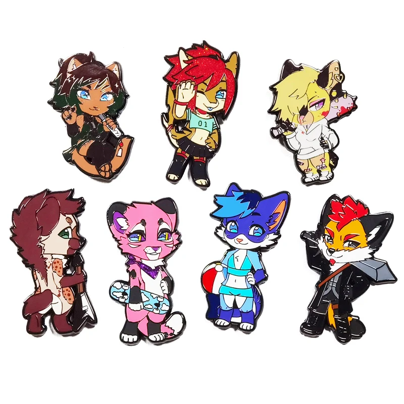 No Minimum Factory Manufacturer Custom Soft Enamel Glitter Anime Cartoon Lapel Pins Metal Badge Hard Enamel Pin