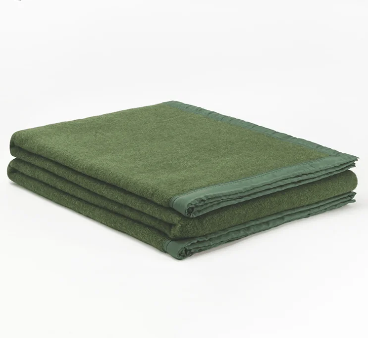 Custom pure wool, wool blend simple plain nap blanket outdoor military blanket camping blanket
