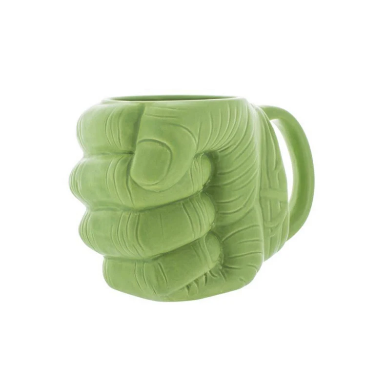 
Custom Unique Cartoon Ceramic Porcelain Hulk Shaped 3D Mug Coffee Cup 