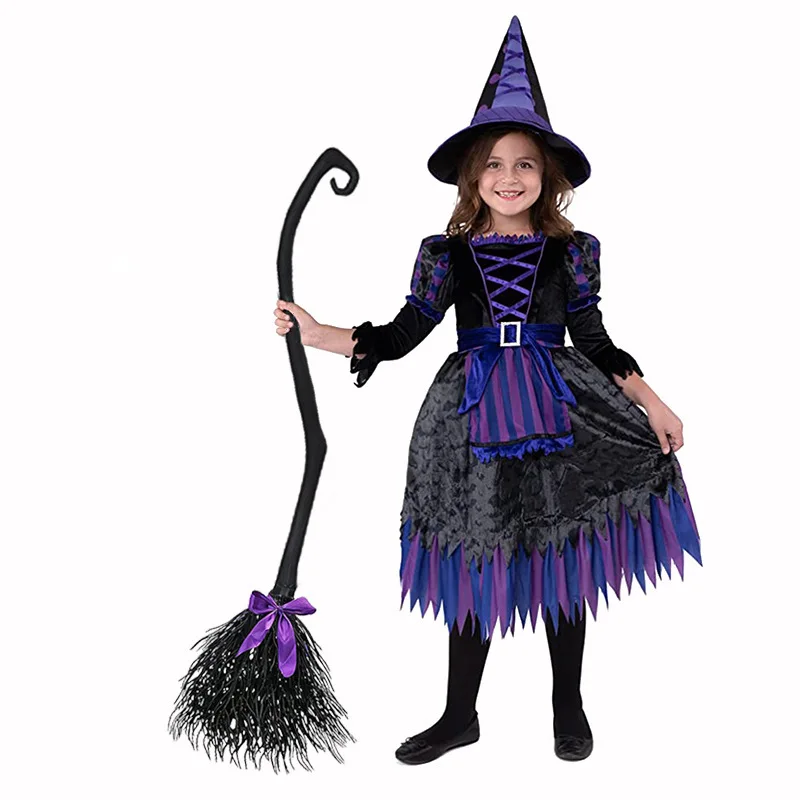 Wholesale halloween decoration cosplay dress up black plastic witch magic broom