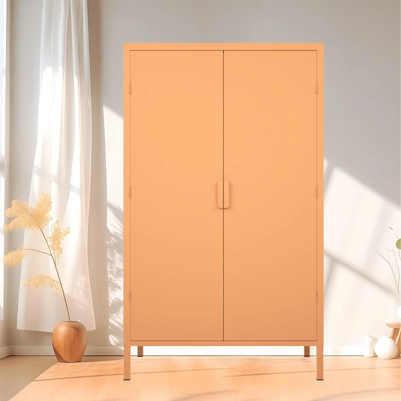 Household Metal Wardrobe 2 Door Storage Locker Bedroom Steel Cupboard For Clothes Steel Wardrobe Closet Balcony Locker Colourful