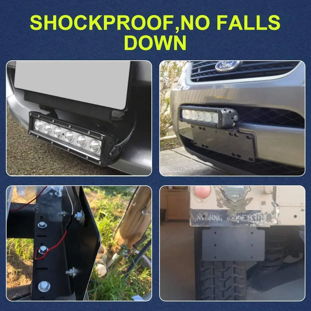 Universal Heavy Duty Front BumperBbull Bar License Plate Mount Bracket Holder Compatible With LED Light Bar