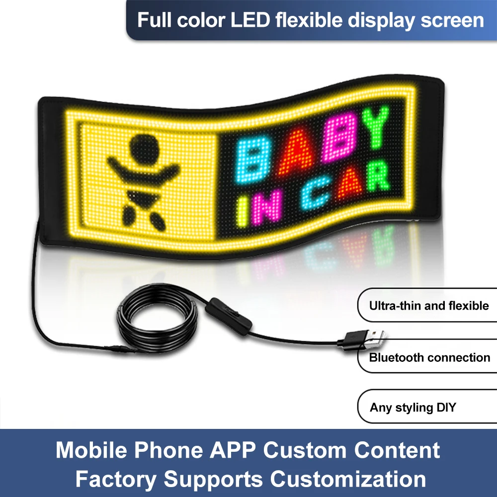 Taxi Led Flexible Display App Controlled Advertising Screen Car Rear Window Led Soft Screen Full-Color Subtitle Scrolling Screen