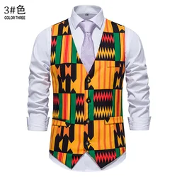 African Clothing Vest Paisley Flower Classic Vest African Wedding Dress Fabrics Big Vest African Men Clothing