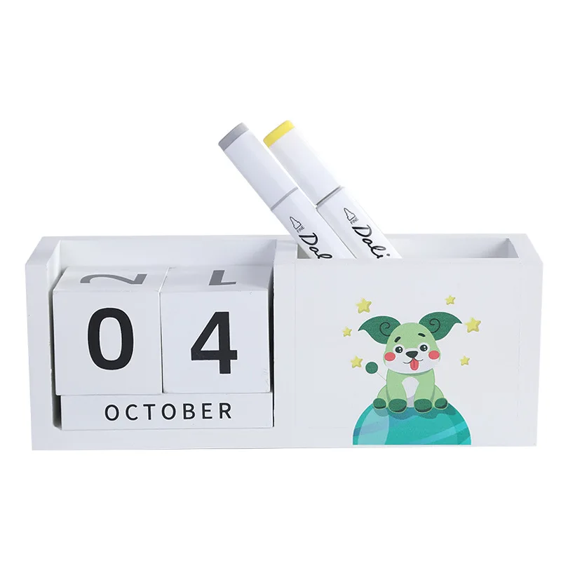Factory Direct Supply Custom Creative Cartoon Desk Calendar With Wooden