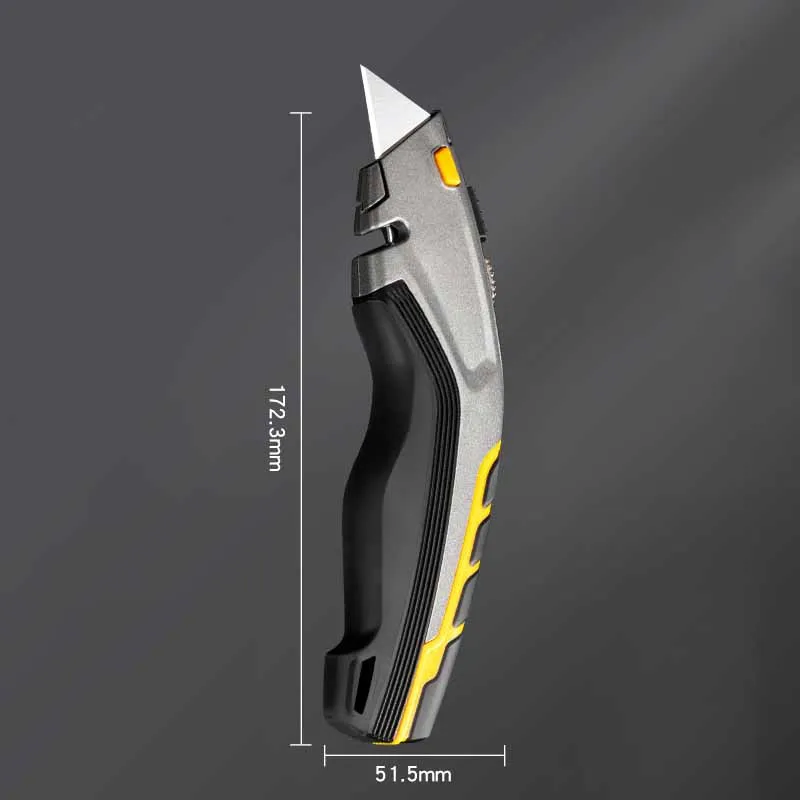 Fashion multi-functional utility knife three-stage retractable cutter head SK5 blade non-slip grip portable cutting knife