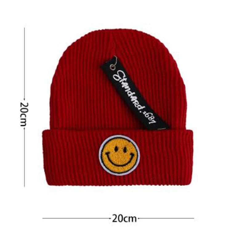 Fashion Women Smiley Face Winter Hat Knitted Wool Beanie Skullies Casual Outdoor Ski Cap Hot Hats for Womens