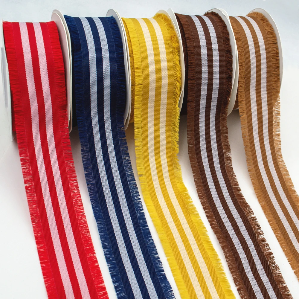 Gordon Ribbons Tassel Edge Striped Ribbon Ethnic Style Lace Webbing DIY Sewing Decorative Fabric Accessories