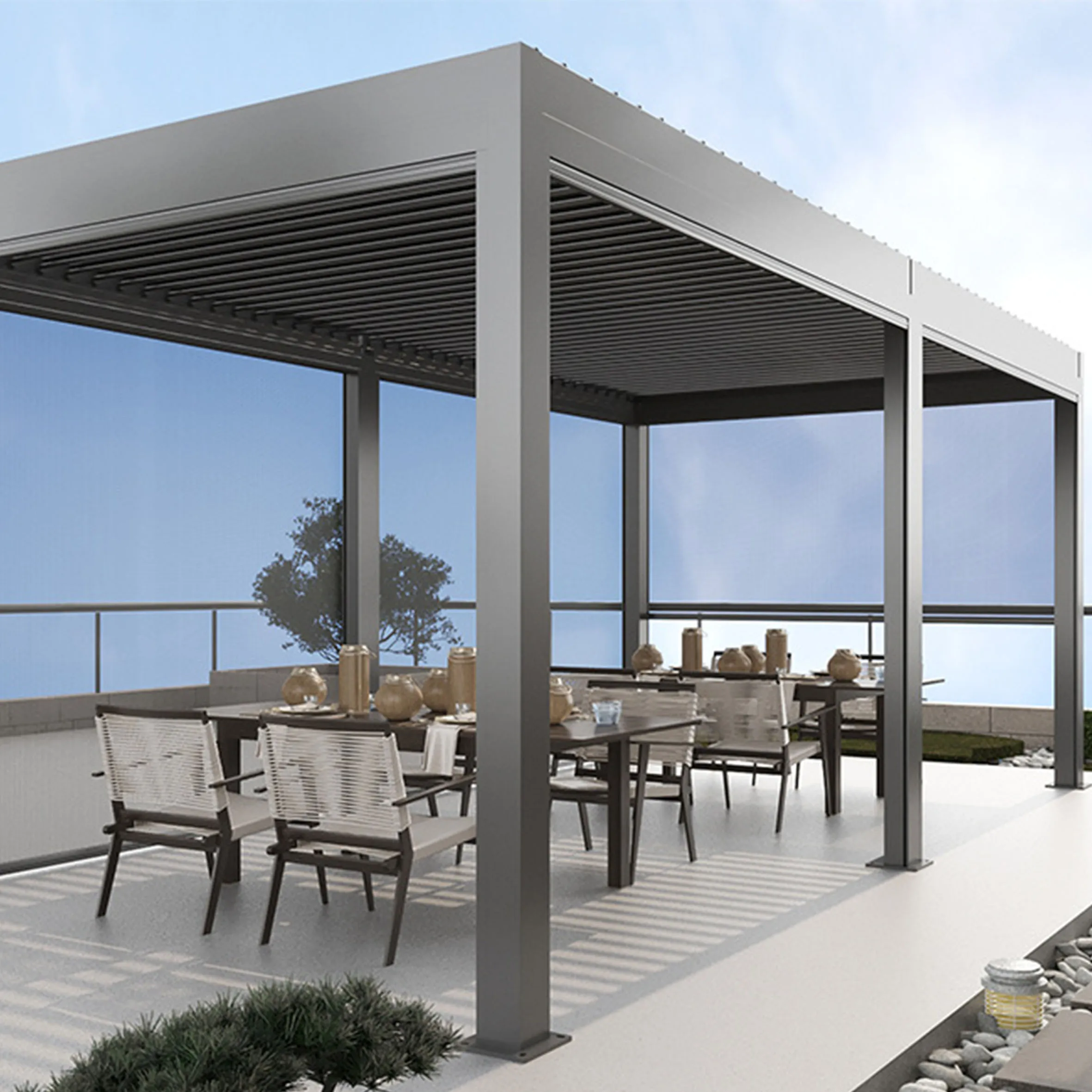 Motorized louver aluminum glass pavilion tent,3x3 outdoor Gazebo pergola Aluminum pavilion for house/