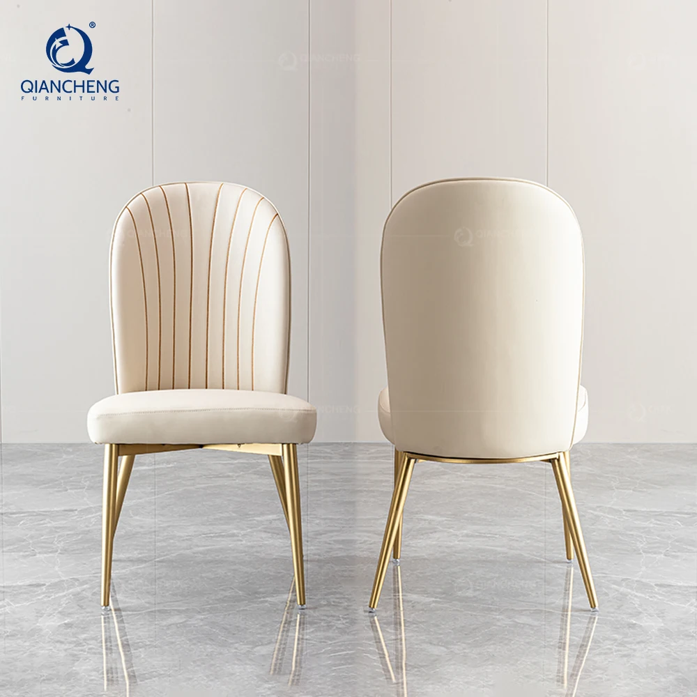 Mid century brown real leather dining chair wholesale modern restaurant furniture set cafe chrome iron leg dining chair