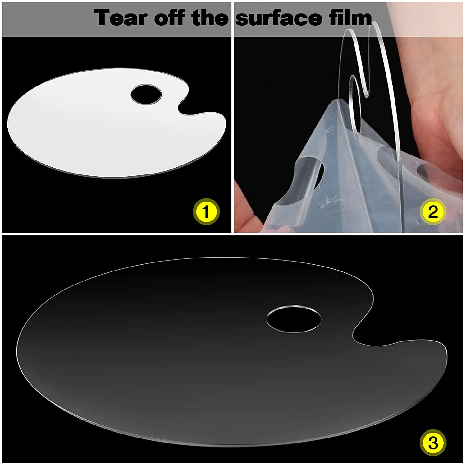 Adult hand painting empty watercolor palette Oval Shape Transparent Acrylic Artist Paint Palette  kids watercolor palette