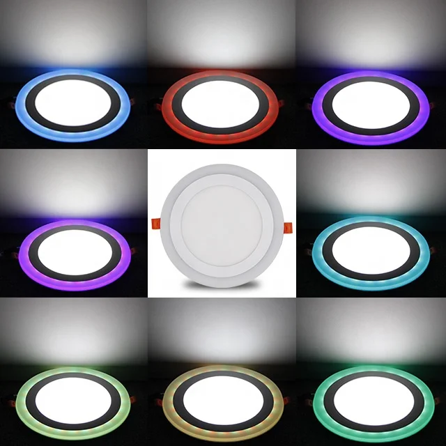 Remote control downlight led lamp cct adjystable panel light rgb ceiling recessed round 24w double color led panel light