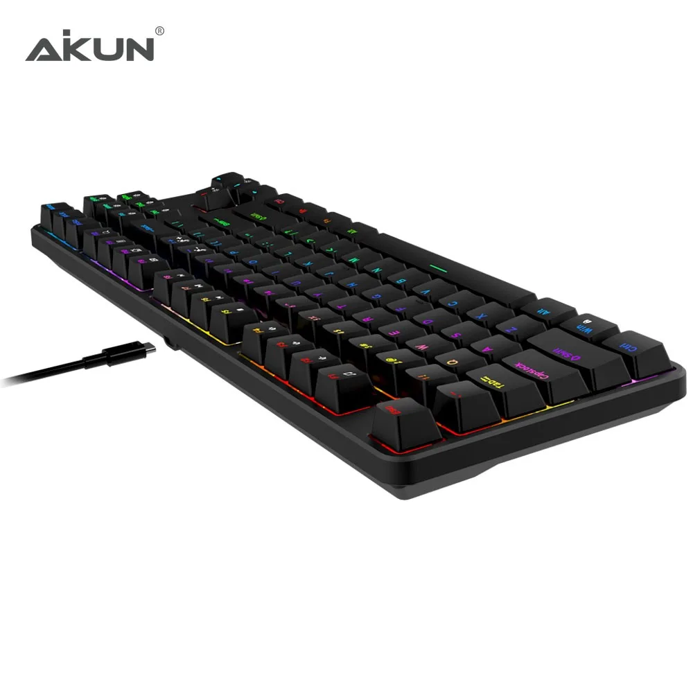 Проводная игровая клавиатура AIKUN GX9870 с RGB подсветкой 7 л механические переключатели Мультимедийные портативные мини-клавиатуры 87