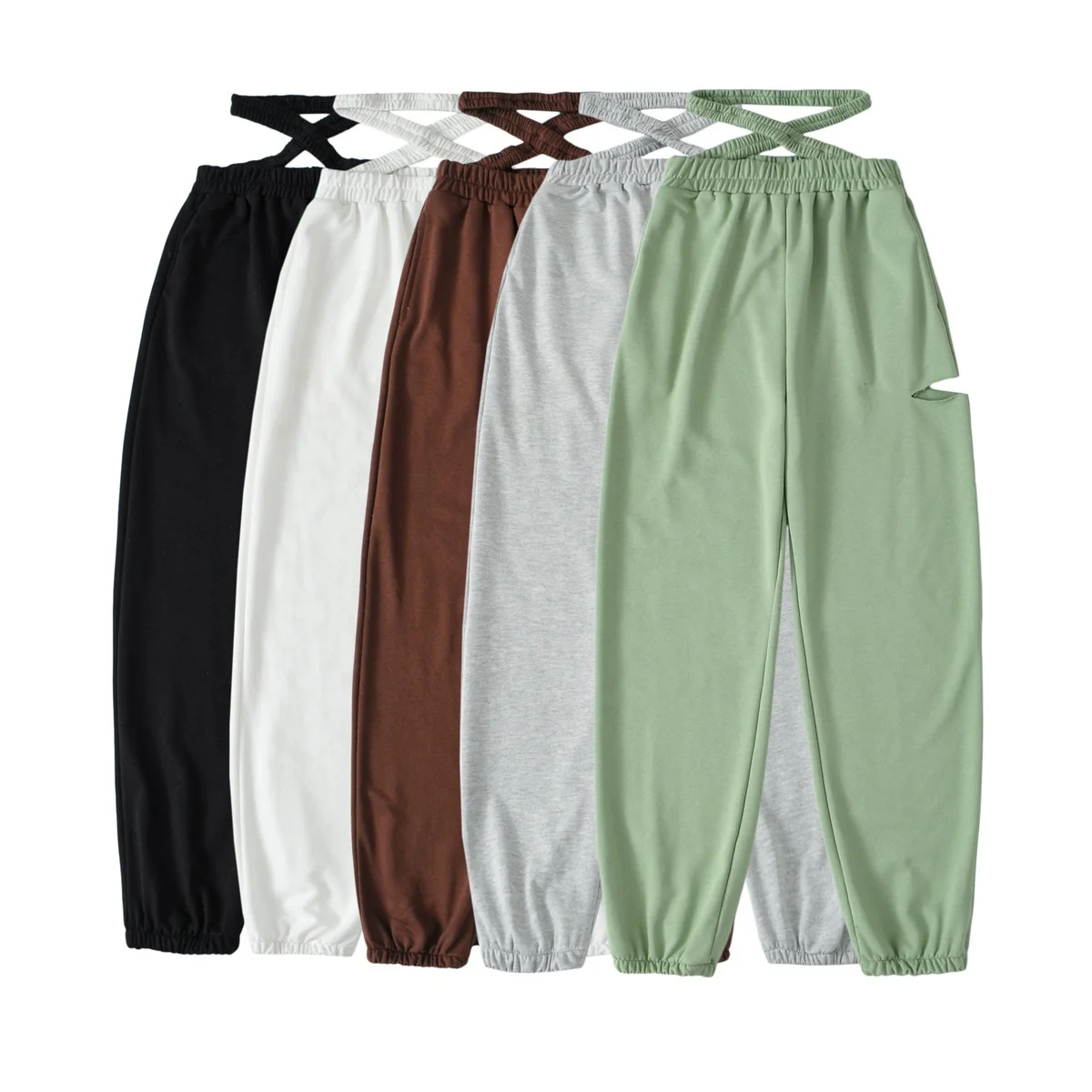 Summer high stretch slim fit pants draped flared pants high waisted yoga pants casual knitted sweatpants black khaki brown