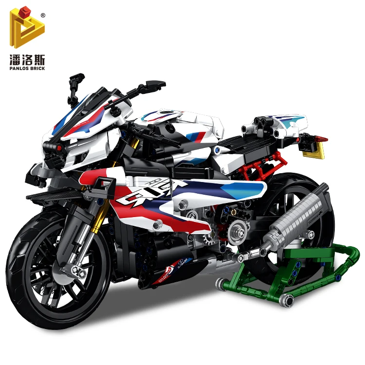 PANLOS 672004 DIY Motorbike 912pcs Racing Locomotive Assembled Plastic Building Block Toys