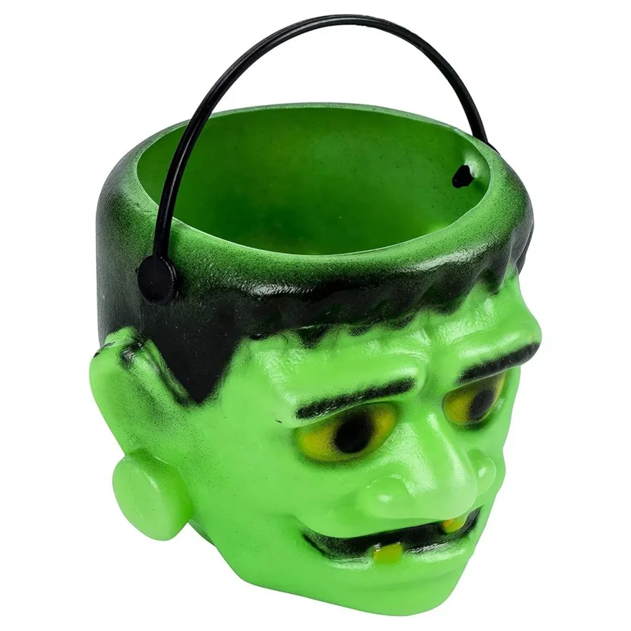 Multi-functional Novelties Terrify All Hallow Mas Pot Monster Trick or Treat Pots  with Handle for Halloween Candy Decorations