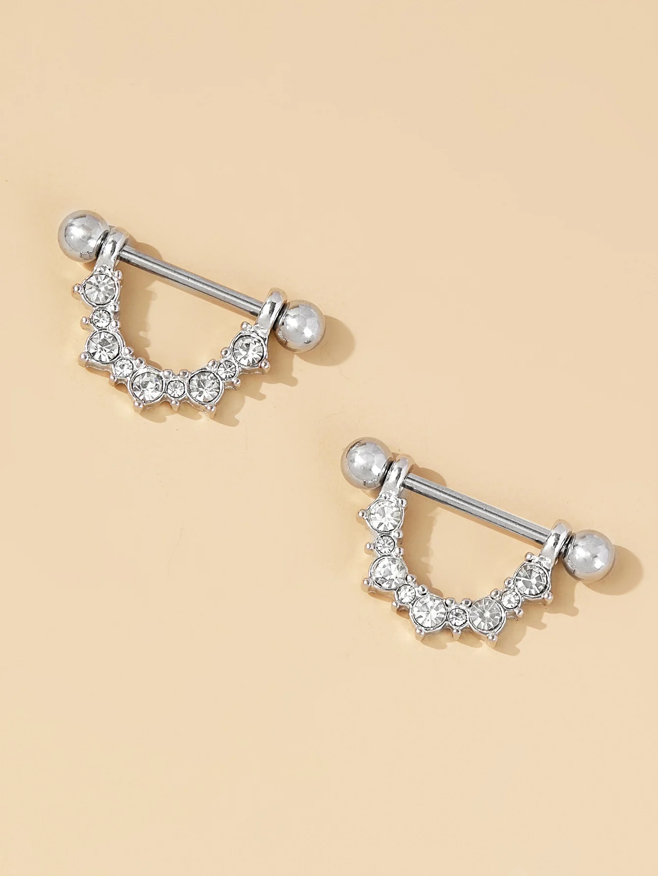 Luxury Shinning Rhinestones Unique Nipple Ring Surgical Titanium Piercing Jewelry Kit