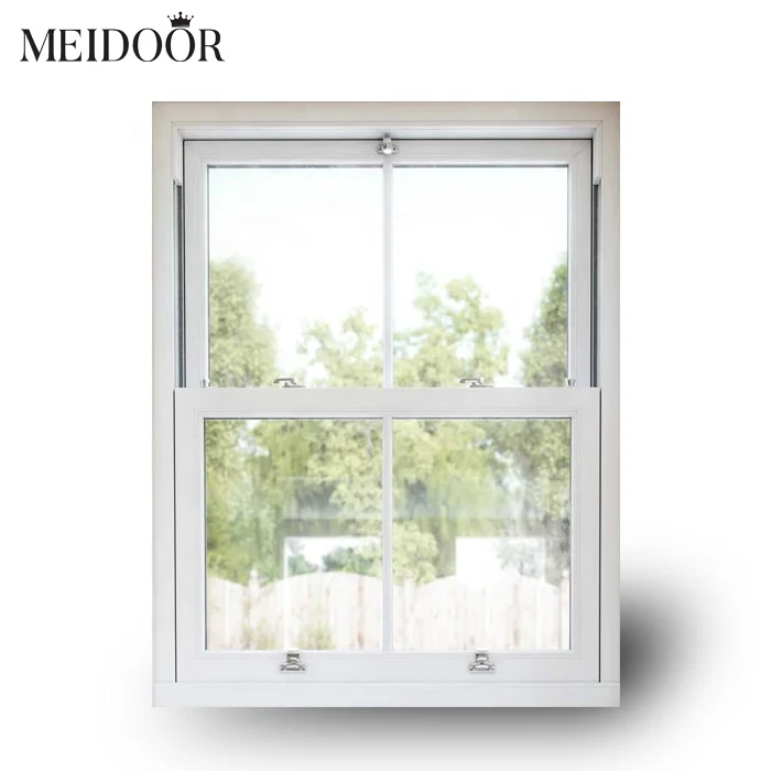 As2047 Motorized Vertical Opening Automatic Lift Double Glazed UPVC PVC Windows Vertical Sliding Single Hung Window