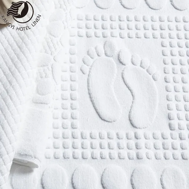Hotel 100% Cotton 32S/2 White Plain Bath Mat Floor Mat Foot Towel