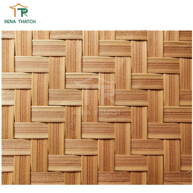 Synthetic Class A fire rated villa ceiling plastic artificial rattan sheet bamboo weave matting