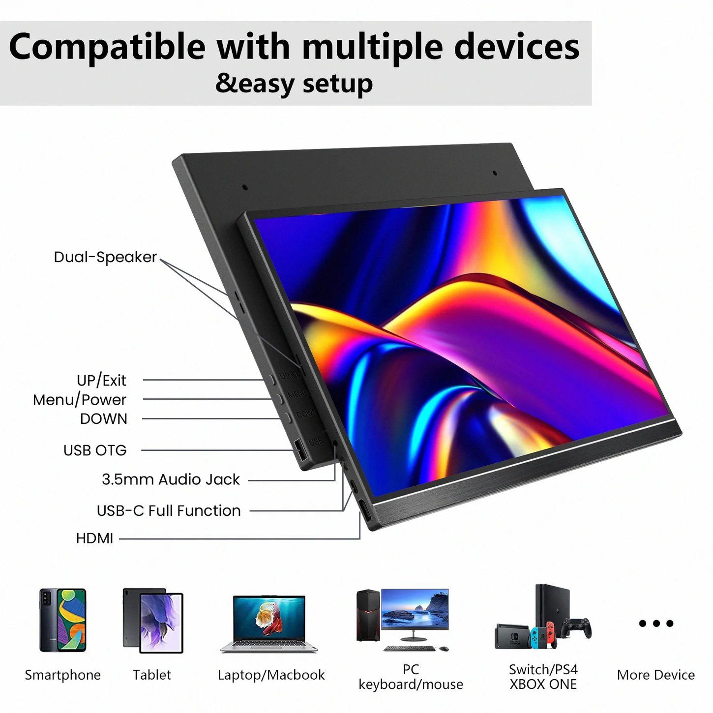 LCD Type C Mini Multi multiple Portatil Screen Extender Extension For Laptop With Stand Mobile Display Portable Monitor