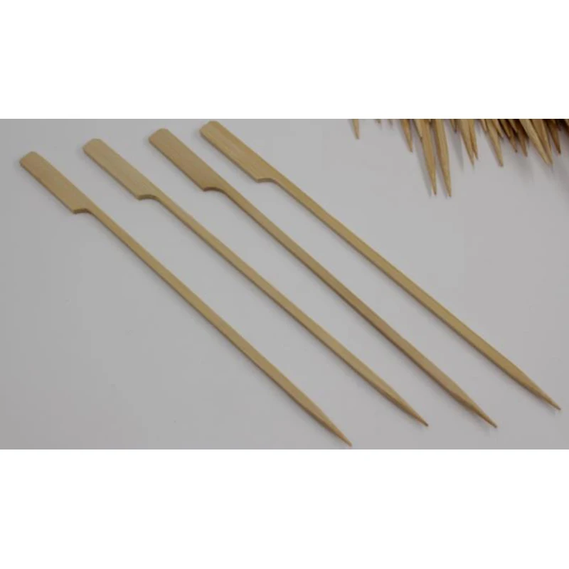 Wholesale Disposable Fruit Sticks Colored Knotted Looped Bamboo Paddle Skewers bbq tools