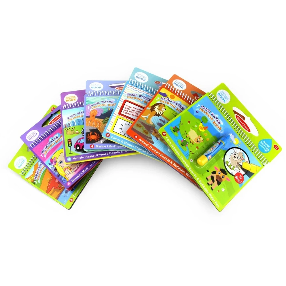 8 styles Magic Water Drawing Book Coloring Doodle & Magic Pen Drawing Toys early education For Kids Birthday Gift