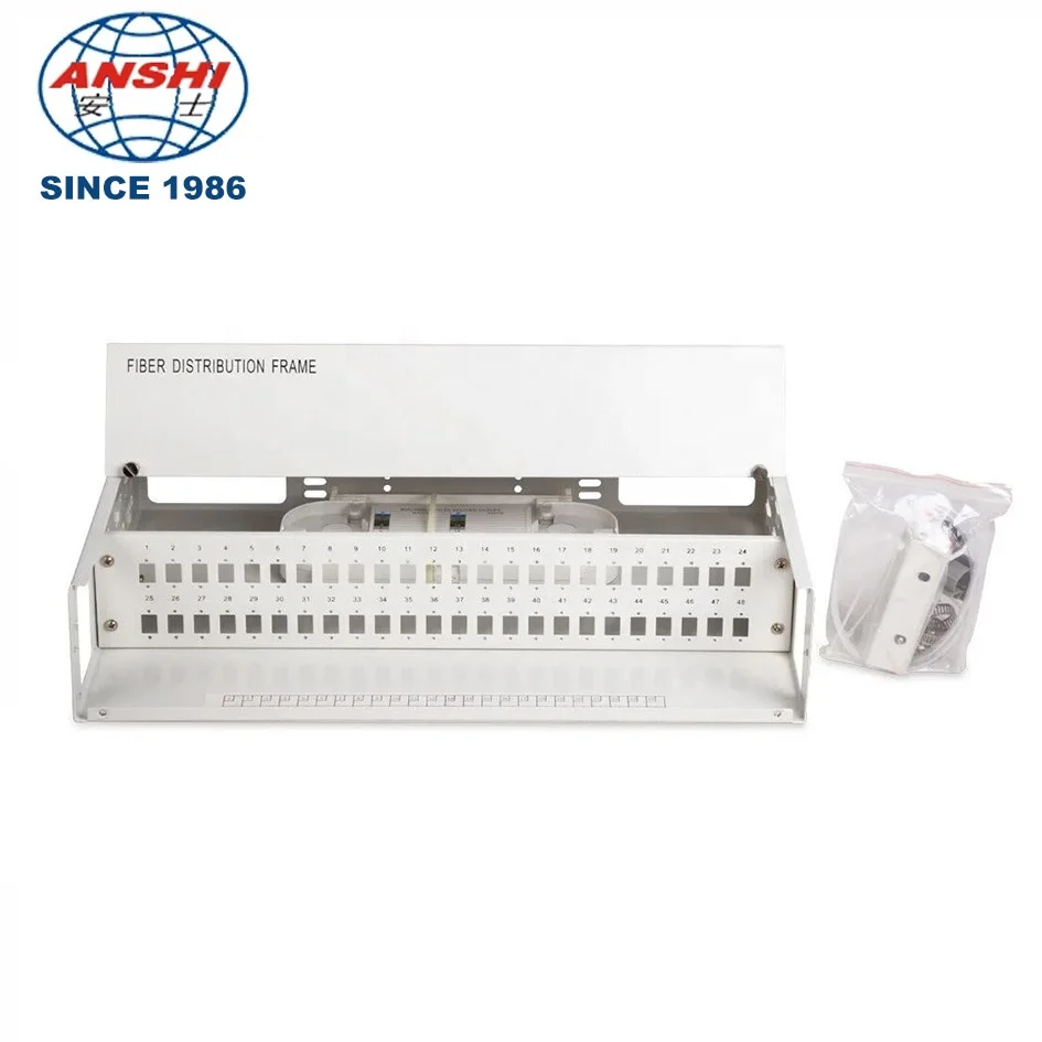 ANSHI 19 Inch Fiber Distribution Frame 24/48 Port  Fiber Optic Patch Panel