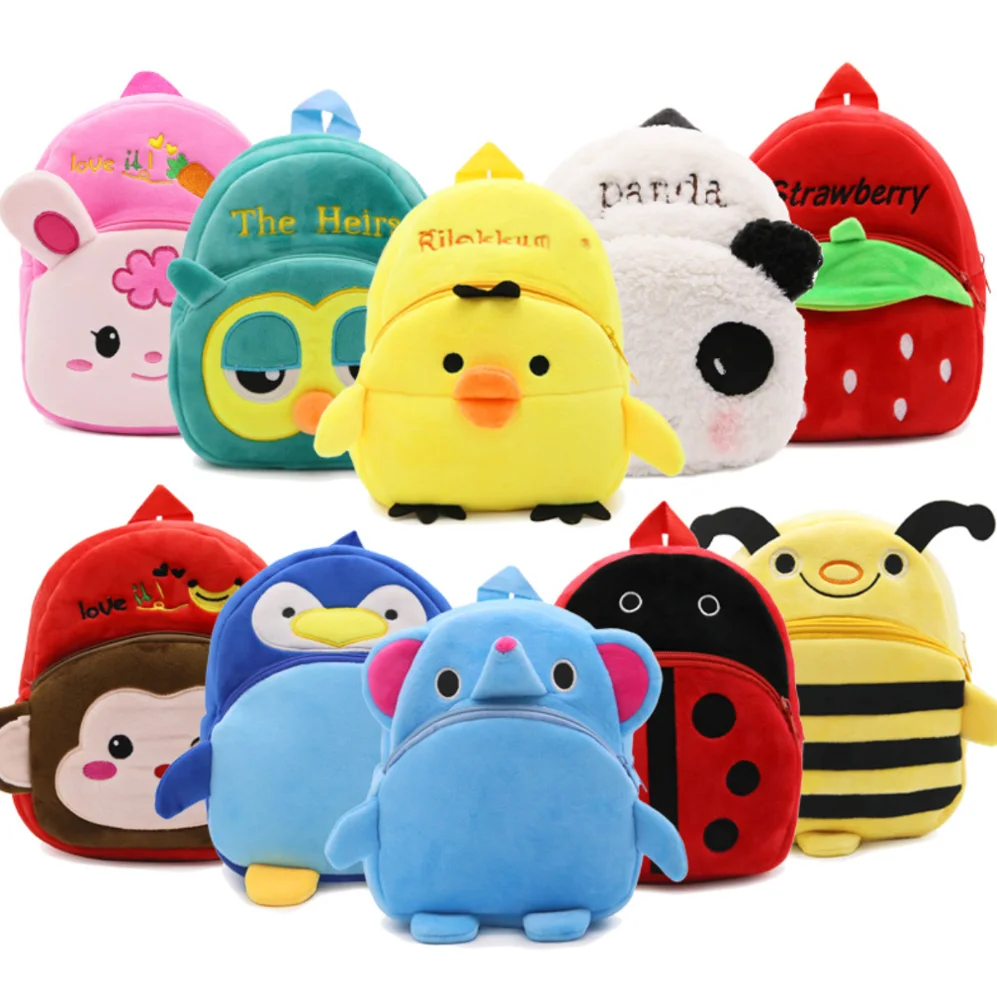 
China Factory Mini Custom Cute Plush Custom Logo Animals Kids Backpack School Bag 