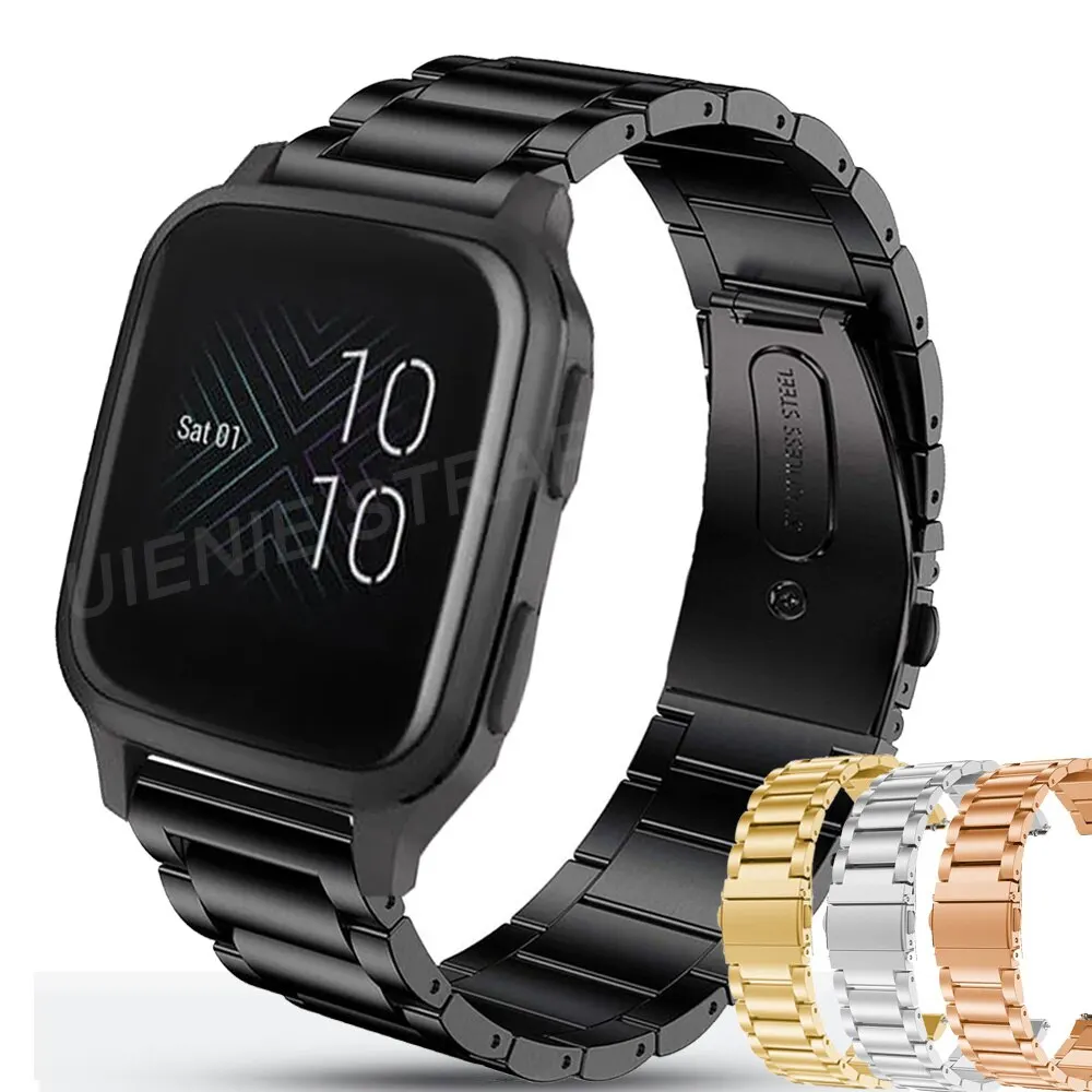 For Garmin Venu sq Strap Move 3 Style Forerunner 245 645 Music Stainless Steel Straps Watchbands Metal Bracelet 20MM Watch Band