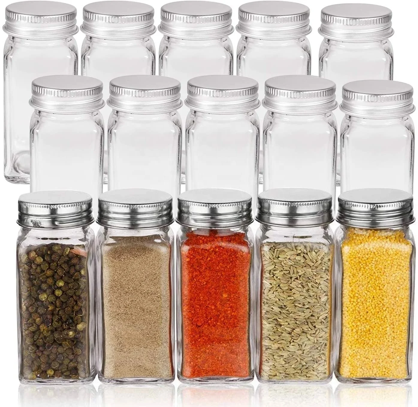 clear empty 4oz 120 ml square round glass spice jar condiment bottle pepper shaker seasoning containers with dual flip cap
