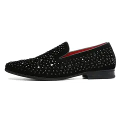 37-48 Big Size Diamond Wingtip Loafers Shoe Men Pu Black Loafers Men Causal Loafer Shoe  Wedding Dress Shoe 103