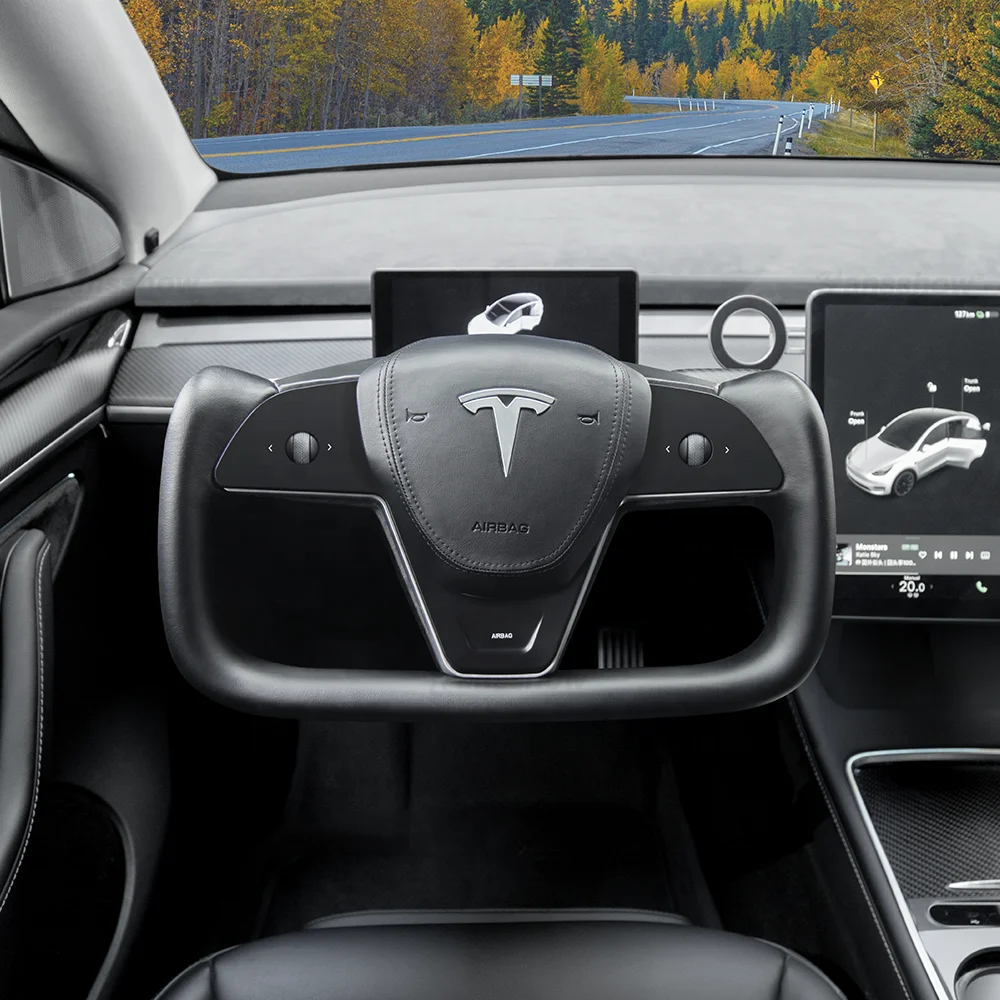 Hansshow Model 3/Y Heated Yoke Steering Wheel Inspired by Teska Model X/S Yoke Style Steering Wheel
