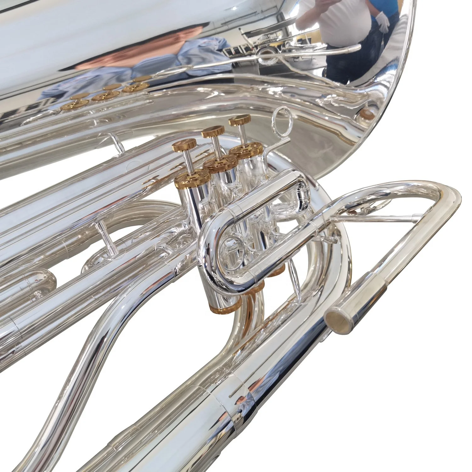 Традиционный 3-х вентильные Bb через плечо Серебро Маршевый туба