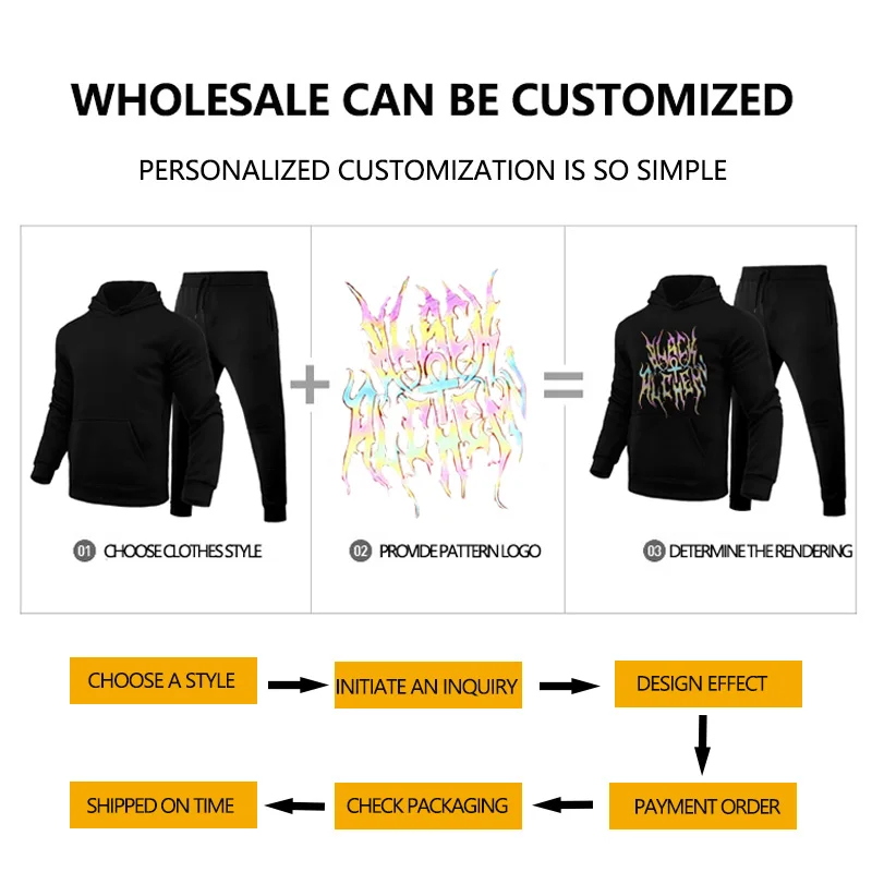 wholesale custom sweatsuits unisex sets joggers pants two piece pants set for men embossed hoodie