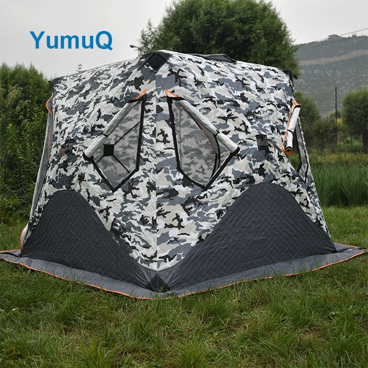 YumuQ 200cm Easy Pop Up Ice Fishing Tent Shelter, Thickened Insulation Windproof 6 Person Ice Fishing Tent