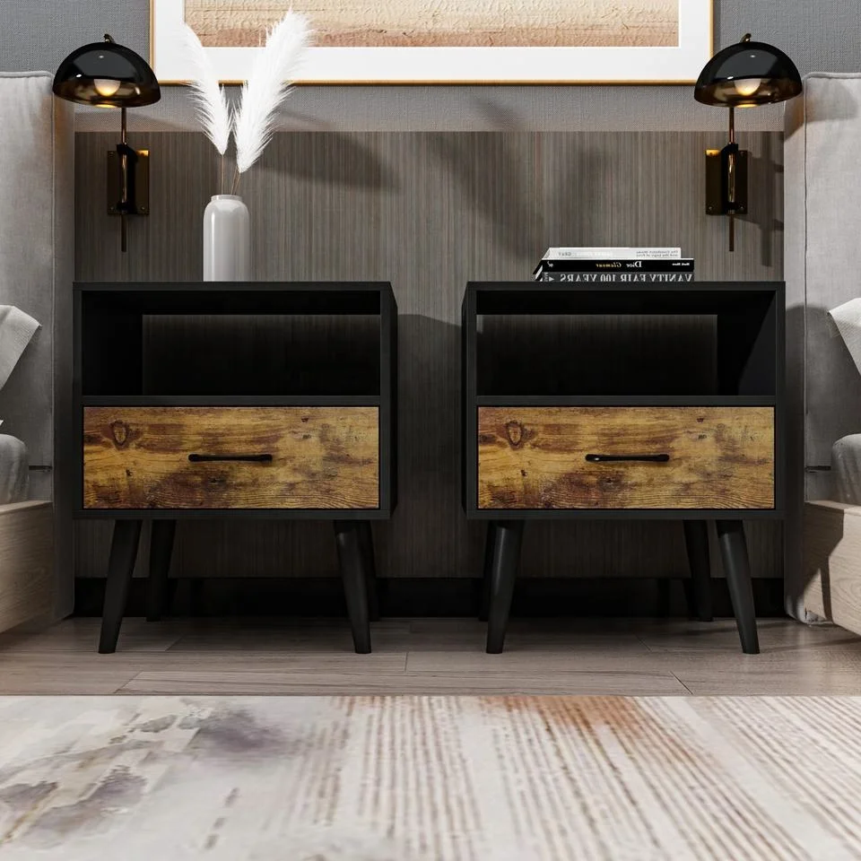 High Quality Solid Wooden Drawer Nightstand Bedside Table For Bedroom Living Room Cabinet Storage
