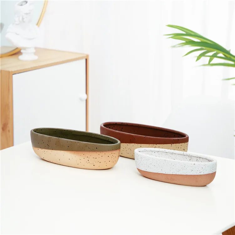 Wholesale good quality multiple color decorative oval flower pot garden decor ceramic plant pots