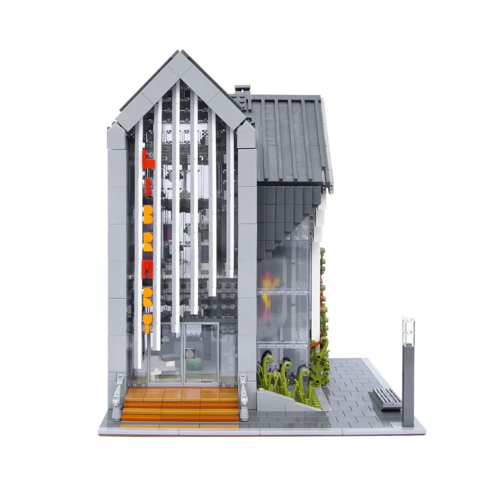 Mork 011001 Educational Modern Library Model Toys 3D DIY Architecture Building Blocks for Girls