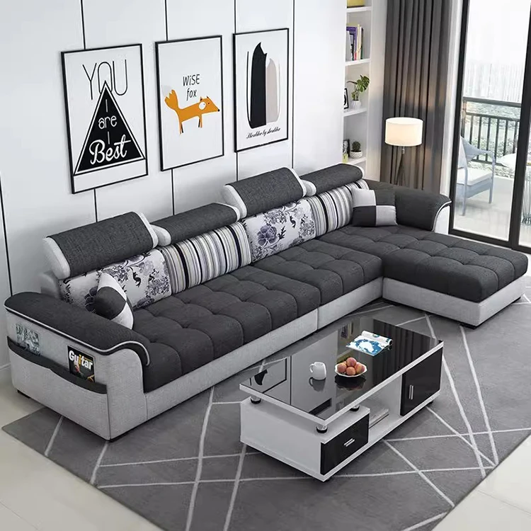 High Quality luxury Couch Sectional Living Room Fabric Sofa Set 7 Seater Sofas Modern L Shape Corner Sofa