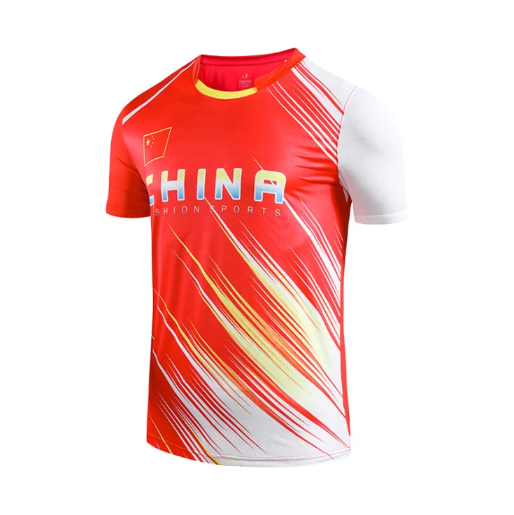 Badminton jersey custom printed quick dry breathable team table tennis football soccer training T-shirt