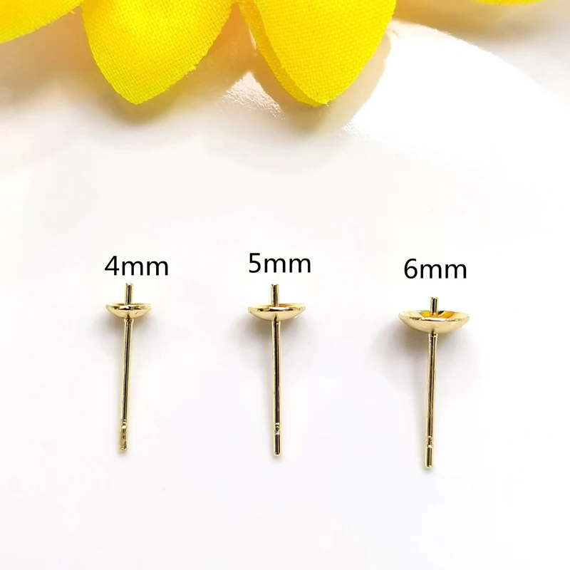 factory direct sales semi-finished product  gold and silver Ear Studs accessories Jewellery 4-5MM Ear Studs Pearl Tray