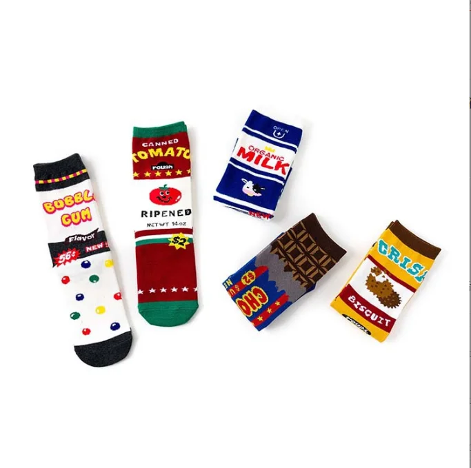 Interesting  milk tomatoes chocolate socks quarter crew girl unisex happy socks